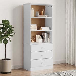 Librería Alta de Madera de Pino Sólido Blanca, Diseño Rectangular - Product Image 1