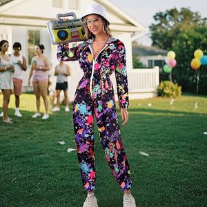 Sudadera con Capucha y Pantalones de una Pieza Estilo Años 80 y 90 para Mujer, Traje Deportivo, Disfraz, Cortavientos, Hip Hop, Fiesta Neón - Product Image 3
