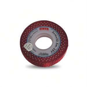 Nastro Ilan Burgundy a pois da 2 cm, 25 iarde per decorazioni e lavori artigianali - Product Image 1