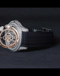 Reloj de Lujo para Hombre con Incrustaciones de Moissanita, Correa de Goma Azul de 20 mm, Bisel de Diamantes en Oro Rosa, Estilo Hip Hop - Product Image 2