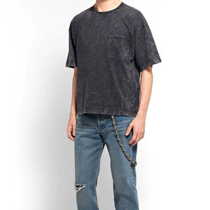 Service OEM, vêtements de mode, t-shirt à manches courtes, effet délavé, nouveau design, matériau personnalisé, hip-hop, coupe régulière, séchage rapide, respirant - Product Image 1