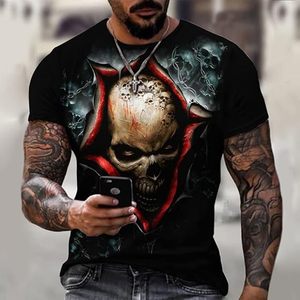 <b>Gothic</b> Skull Pattern Men's Short Sleeve O-Neck T-<b>Shirt</b> DTF Printed Oversized Fit Jersey 100% Cotton Street Style Eco-Friendly - Product Image 2