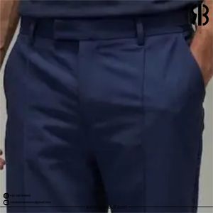 RUBABULL Short Bermuda Oxford bleu marine pour homme, taille mi-haute, fermeture élastique, décontracté, respirant, tissé - Product Image 3