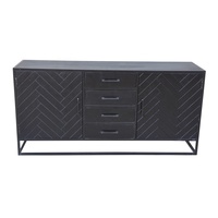 Buffet/Commode en Bois Massif Fait Main, Style Industriel Antique, Motif Chevrons/Arêtes de Poisson, pour Salon, Villa, Meuble de Maison