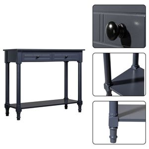 Consolle a 2 livelli con 2 cassetti per ingresso e tavolino da divano per hotel, ripiani portaoggetti, elegante design a C - Product Image 3