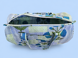 Bolsa de Viaje Tejida con Diseño Floral Kantha, Bolsa de Lona de Algodón para Uso Diario, Gran Capacidad, Cierre de Cremallera, Informal, para Exteriores - Product Image 2