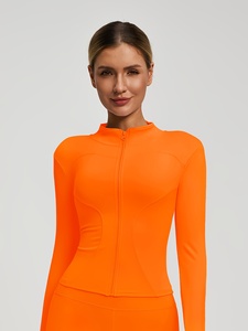 Veste coupe-vent légère pour femme, brodée, doublée, unie, à séchage rapide, zippée, manches longues, pour le yoga, la course à pied et les activités de plein air - Product Image 4