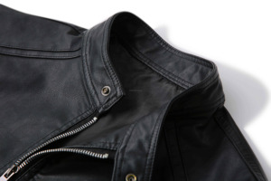 Classic Fit Men's Winter Motorcycle <b>Genuine</b> Leather Jacket Custom Stand Collar Casual Style Zipper Closure Waterproof Windproof - Product Image 3