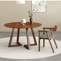 Ensemble table et chaises rondes en bois massif, style nordique minimaliste moderne, 4 places, mobilier écologique pour la maison et l'hôtel