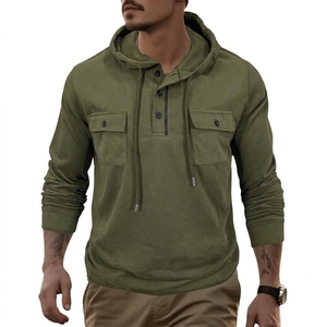Eco Friendly Outdoor Sports Hoodie Autumn Long Sleeve Hooded <b>Sweatshirt</b> with Drawstring Pocket Solid Color Activewear - Product Image 2