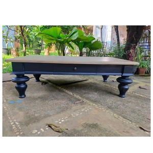 Mesa de Centro de Madera Sólida Italiana para Sala de Estar, Hotel, Villa o Resort, Base de Caoba Sólida, Tapa de Madera Mindi, Personalizable para Hostelería - Product Image 6