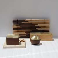Brûle-encens en bois et laiton avec couvercle, support d'encens minimaliste pour table, idéal pour la maison, le bureau, la méditation, la décoration d'hôtel.