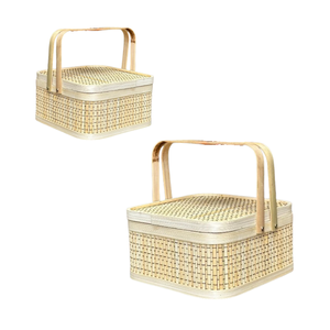 Best Selling Decorative BAMBOO GIFT <b>BASKET</b> with Lid and Handles Available Wicker Crafts Customized Colors - Product Image 1