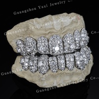 Grillz dentaire personnalisé en argent sterling S925, serti de diamants Moissanite VVS, style Iced Out