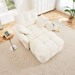 Moderna sedia a sdraio bianca ad alta resilienza cuscini di supporto facile montaggio ergonomico monoposto ottomana per soggiorno ufficio - Product Image 3