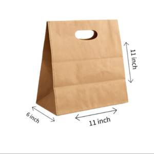 Sacs en papier kraft brun avec poignée découpée 11x6x11 pouces pour l'emballage de détail et de cadeaux, disponibles en gros - Product Image 4