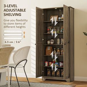 Armadio Dispensa Indipendente Stile Rustico Grigio Anticato da 72 Pollici con Ripiani Regolabili per Conservazione Alimenti, Mobili da Cucina - Product Image 6