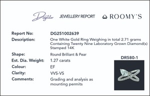 Anillo de Diamantes Cultivados en Laboratorio con Corte de 29 Perlas, Oro Blanco de 14K, Calidad de Exportación, con Certificación IGI, para Compromiso y Bodas - Product Image 2