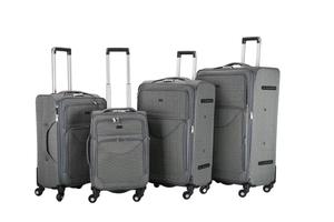 Classic Blue Polyester Luggage Set 4 <b>Wheels</b> 20/24/28 Inch Lightweight Travel <b>Suitcase</b> with Zipper Closure and Soft Handle - Product Image 2