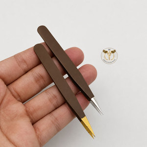 Juego de Pinzas para Cejas con Punta Dorada y Plateada, de Acero Inoxidable, Herramientas de Depilación de Precisión para Salones de Belleza, Logotipo Personalizado - Product Image 5