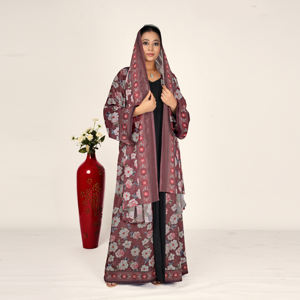 <b>Printed</b> Chiffon Abaya Shrug Scarf Set for Women Open Front Long Modest Arabic <b>Islamic</b> Eid & Ramadan Plus Size Clothing - Product Image 3