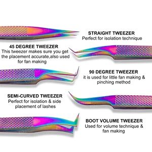 New Custom Logo Fiber Tip <b>Eyelash</b> <b>Tweezer</b> Accurately Designed 45 90 Degree Diamond Grip Made of Stainless Steel and Metal - Product Image 5