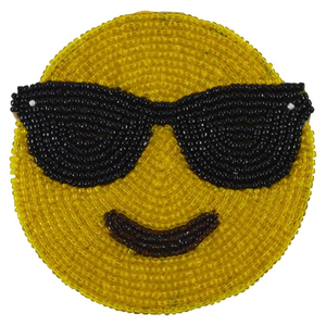 Handmade Beaded Coaster Cute Winking Face Yellow Glass Bead Table <b>Mat</b> Wholesale Decorative Handicraft Placemat for Hom - Product Image 3