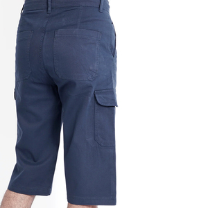 Shorts cargo bleu marine pour homme, taille mi-haute, fermeture boutonnée, style décontracté avec poches latérales, tissu Oxford respirant - Product Image 4