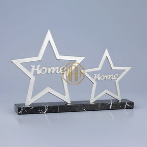 Sculpture en métal étoile scintillante en aluminium avec base en marbre noir, décoration de table, cadeau, artisanat, exportateur, fournisseur - Product Image 1