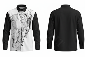 เสื้อเชิ้ตทำงาน เสื้อผ้าสำนักงาน ระบายอากาศได้ดี แขนยาว พิมพ์ลายใบไม้ตามสั่ง รับผลิตแบบ OEM ODM เสื้อเชิ้ตผู้ชาย - Product Image 2