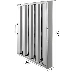 Pack de 6 filtres commerciaux pour hotte aspirante, 19,5 L x 24,5 H pouces, en acier inoxydable 430 avec 4 rainures, filtre à graisse pour hotte aspirante - Product Image 6