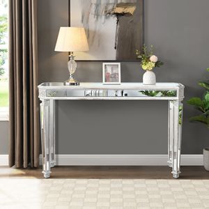 Splendido Tavolo Consolle Vintage con Venature del Legno Intagliate 48L X 32.3H, Elegante Tavolo da Ingresso e Soggiorno - Product Image 2