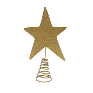 Décor de Noël EUROHOME : Étoile dorée en métal pour sapin, 20 cm, avec cônes de pin, base sur pied, design classique et durable pour intérieur - Product Image 1