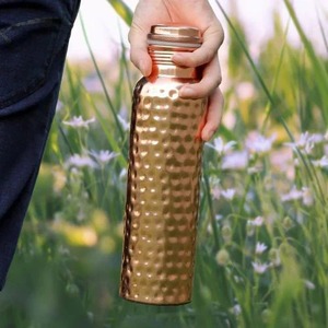 Decor Finish <b>Copper</b> Water <b>Bottle</b> Artistic Modern <b>Drinking</b> <b>Bottle</b> for Daily Hydration Office and Gifting Use - Product Image 1