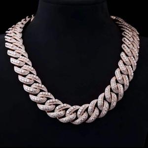 SRADAM HOUSE Luxury Custom 925 Sterling <b>Silver</b> Rose Gold Plated Moissanite Hiphop Tennis Necklace Brilliant Cut Unisex Wedding - Product Image 2