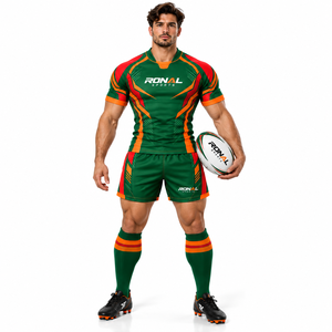 Professional Custom Sportswear Sublimation <b>Rugby</b> Uniform with Jersey <b>Shorts</b> Breathable Quick Dry Men <b>Rugby</b> Uniform Set - Product Image 1