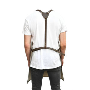 Tablier de Barbier en Cuir et Toile à Bretelles Croisées avec Poches – Vente Chaude en Gros - Product Image 3