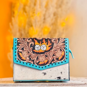 Leather Walla Women's Waterproof Portable Crossbody Sling Bag Genuine Leather Cowhide <b>Dice</b> Print Design Dress Zipper Closure - Product Image 2