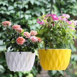 Jardinière suspendue auto-arrosante en résine résistante aux UV GT36 avec réservoir interne et <span class=keywords><strong>suspension</strong></span> à chaîne, <span class=keywords><strong>pot</strong></span> de fleurs en plastique - Product Image 2