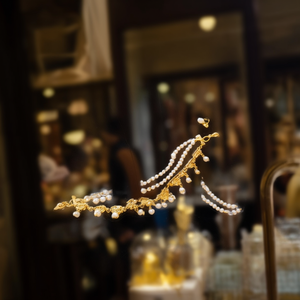 Fine Body Chain One Gram Gold Polish Ear Chains with Pearls - Product Image 3