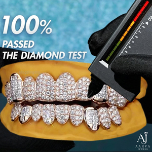 Juego Completo de Grillz Dentales Chapados en Oro Rosa con Moissanita Iced Out, Micro Pavé y Corte Princesa para Hombres y Mujeres - Product Image 2