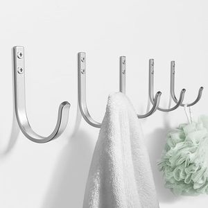 Silberne Wandmontierte Einzel-J-förmige Kleiderhaken zum Aufhängen von Kleidung, Hüten, Handtüchern, Taschen, Bademänteln, Schlüsseln für Eingangsbereich, Badezimmer, Schlafzimmer - Product Image 1