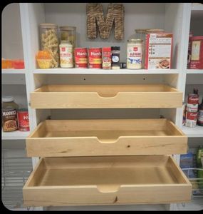 Eco Friendly Wood Pull Out Cabinet Shelf Sliding Wooden Drawer Box for Kitchen Pantry Organization Storage Trays - Product Image 2