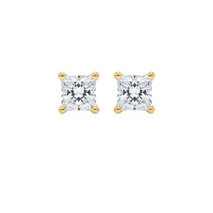 Pendientes de Diamantes Cultivados en Laboratorio de 2 Quilates, Oro de 14 Quilates, Corte Princesa, Certificados por IGI, Pendientes de Botón para Mujer, Joyería Fina Elegante, Regalo para Fiesta - Product Image 3