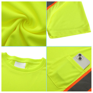 Mens OEM ODM Plus Size High Visibility Safety <b>T</b>-<b>Shirt</b> Reflective Crew Neck Lightweight Breathable Industrial Workwear - Product Image 6