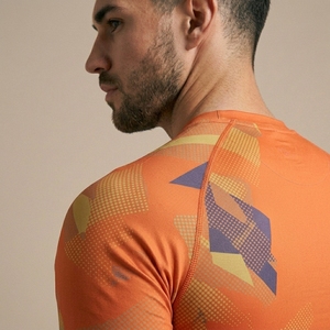 Men's Blue Compression Sport Shirt Short Sleeve O-Neck Quick Dry Slim Fit Knitted Performance Activewear Top - Product Image 3