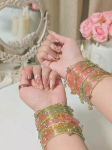 New Arrival Wedding Fashion Collection <b>Bangles</b> Churiyan Sets Handmade Kashmiri Glass <b>Bangles</b> for Girls Women Bridal Wear - Product Image 4