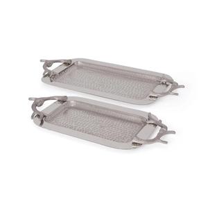 Bandeja de Servicio de Metal Pulido de Alto Brillo con Asas, Apta para Contacto con Alimentos, Bandejas Decorativas para Suministros de Hoteles y Restaurantes - Product Image 5