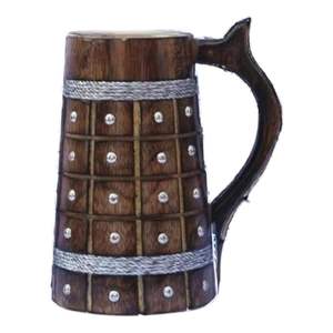 Jarra de Cerveza de Madera Hecha a Mano, con Acabado Sheesham, Estilo Barril, Ligera y Duradera, para Cerveza Artesanal, Bar en Casa, Cafetería, Fiestas - Product Image 1