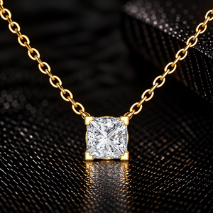 สร้อยคอเพชรทรงปรินเซสคัท เพชรเลี้ยงในห้องปฏิบัติการ ทองคำแท้ 14K แบบโซลิแทร์ ตัวเรือนแบบ V Prong น้ำหนัก 0.50-2.00 กะรัต สี DEF ความสะอาด VVS รับรองโดย IGI เครื่องประดับคลาสสิก ODM - Product Image 1